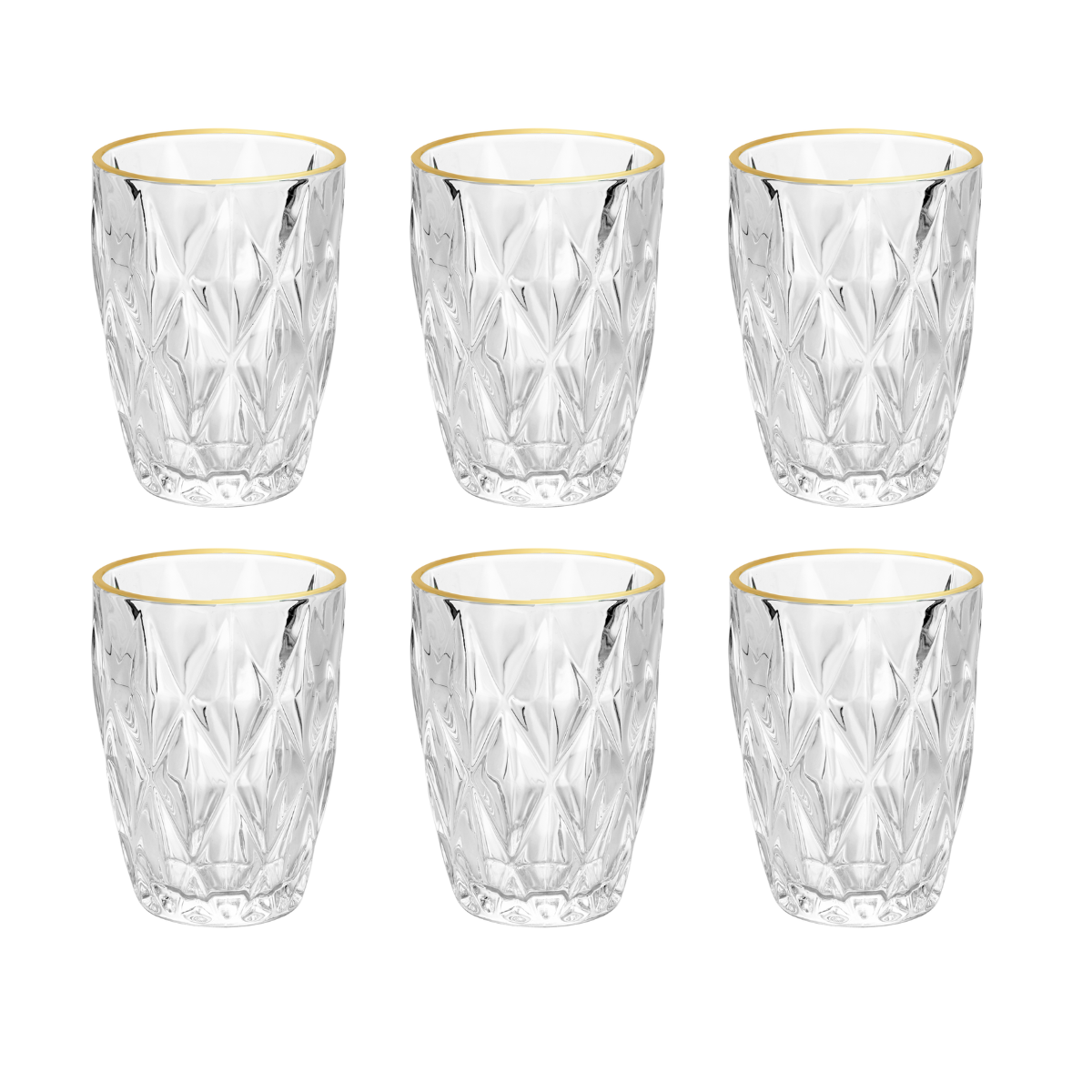 Kit 6 Copos Fio de Ouro Diamond 270ml