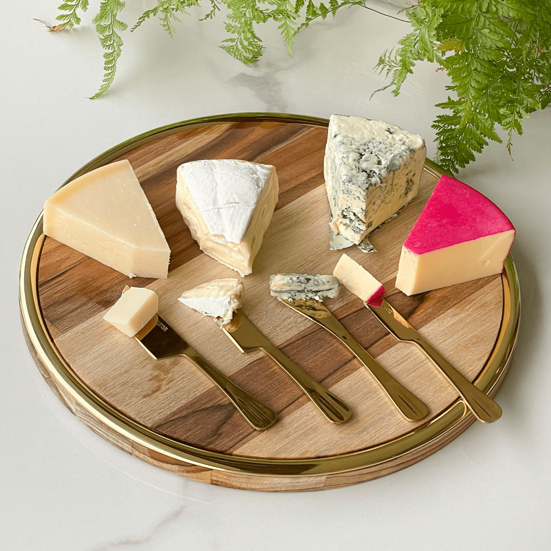 Jogo 4 Facas para Queijo Aço Inox Positano Dourado