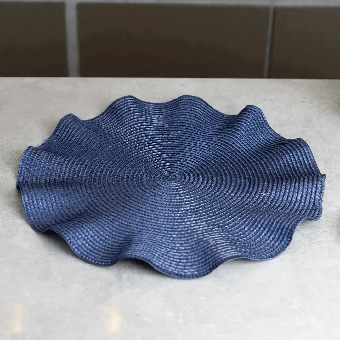 Jogo Americano Redondo Babado Azul Marinho 38cm