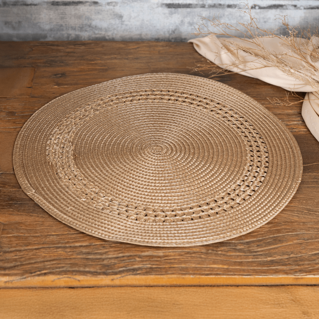 Jogo Americano Redondo em Poliester Mostarda 38cm