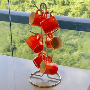 Suporte para Xícaras e Canecas em Aço Dourado 15,2cm