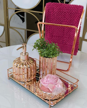 Porta Toalha de Bancada Duplo Rose Gold