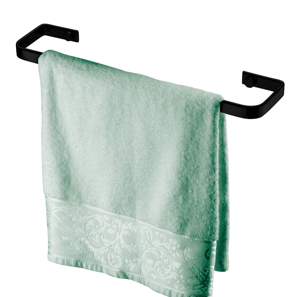 Toalheiro Porta Toalha 30cm Aço Piatina Fixação Parafuso Preto Fosco