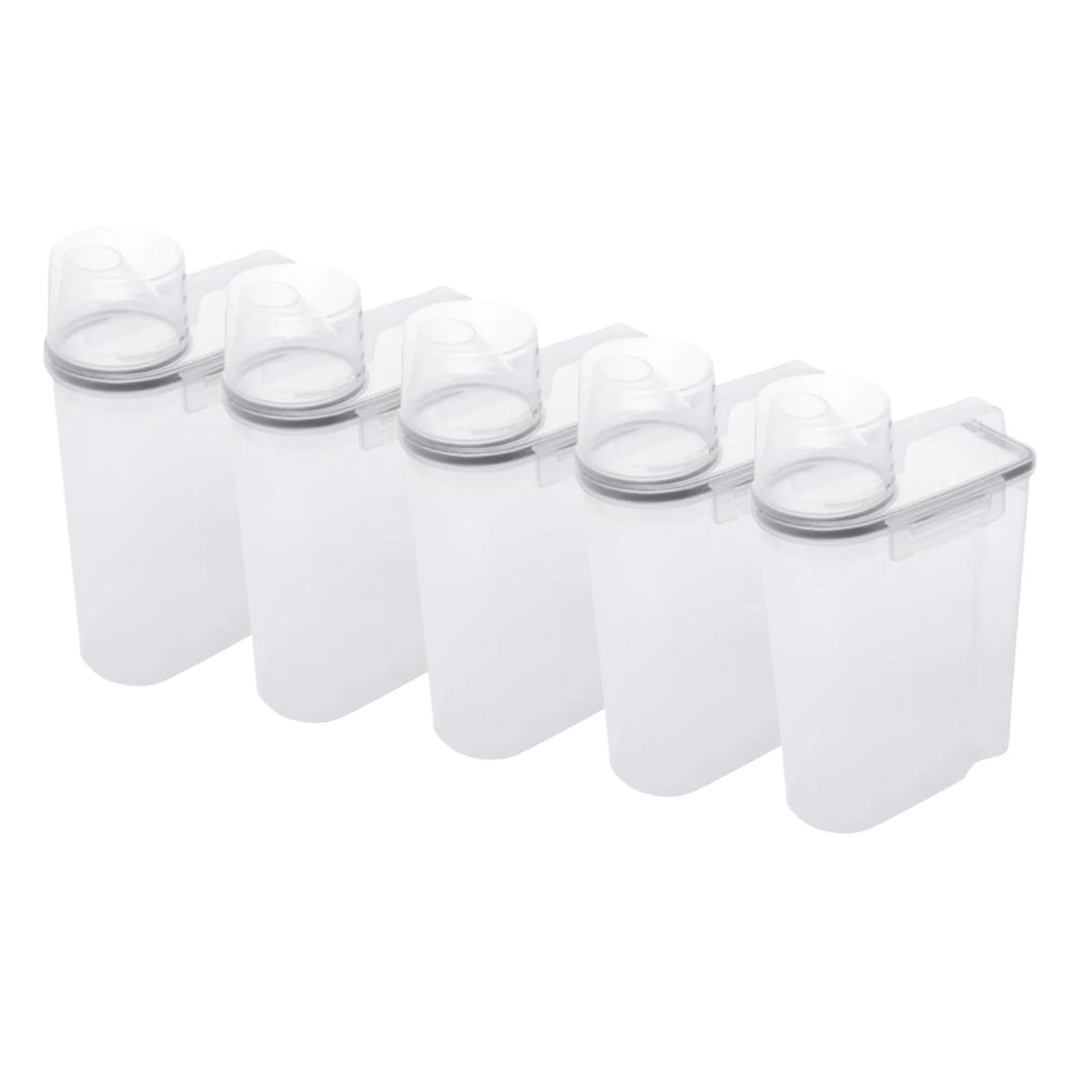 Kit 5 Potes Herméticos com Copo Medidor 2,5 Litros