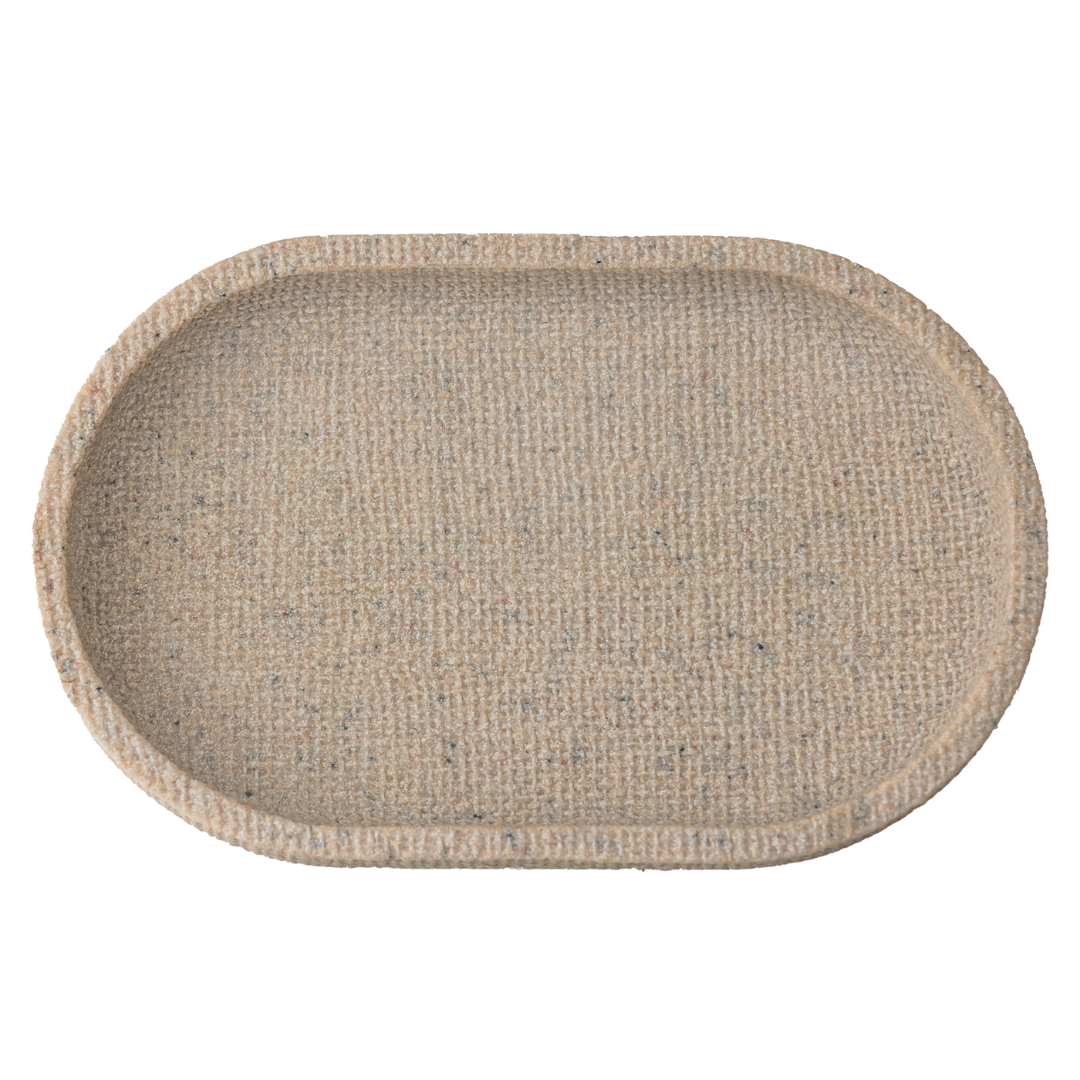 Bandeja Oval em Poliresina Linen Bege 20cm