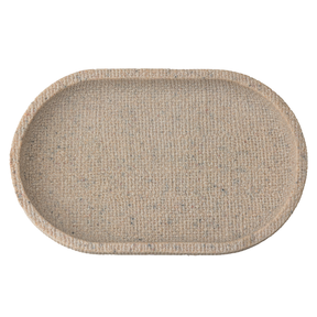 Bandeja Oval em Poliresina Linen Bege 20cm