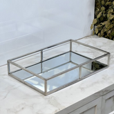 Bandeja de Metal com Espelho Cromado 40cm