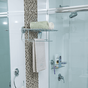 Toalheiro com Prateleira Porta Toalhas com Fixação Ventosas Cromado