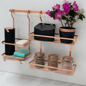 Porta Detergente Sabão e Esponja Para Barra Luxo Rose Gold