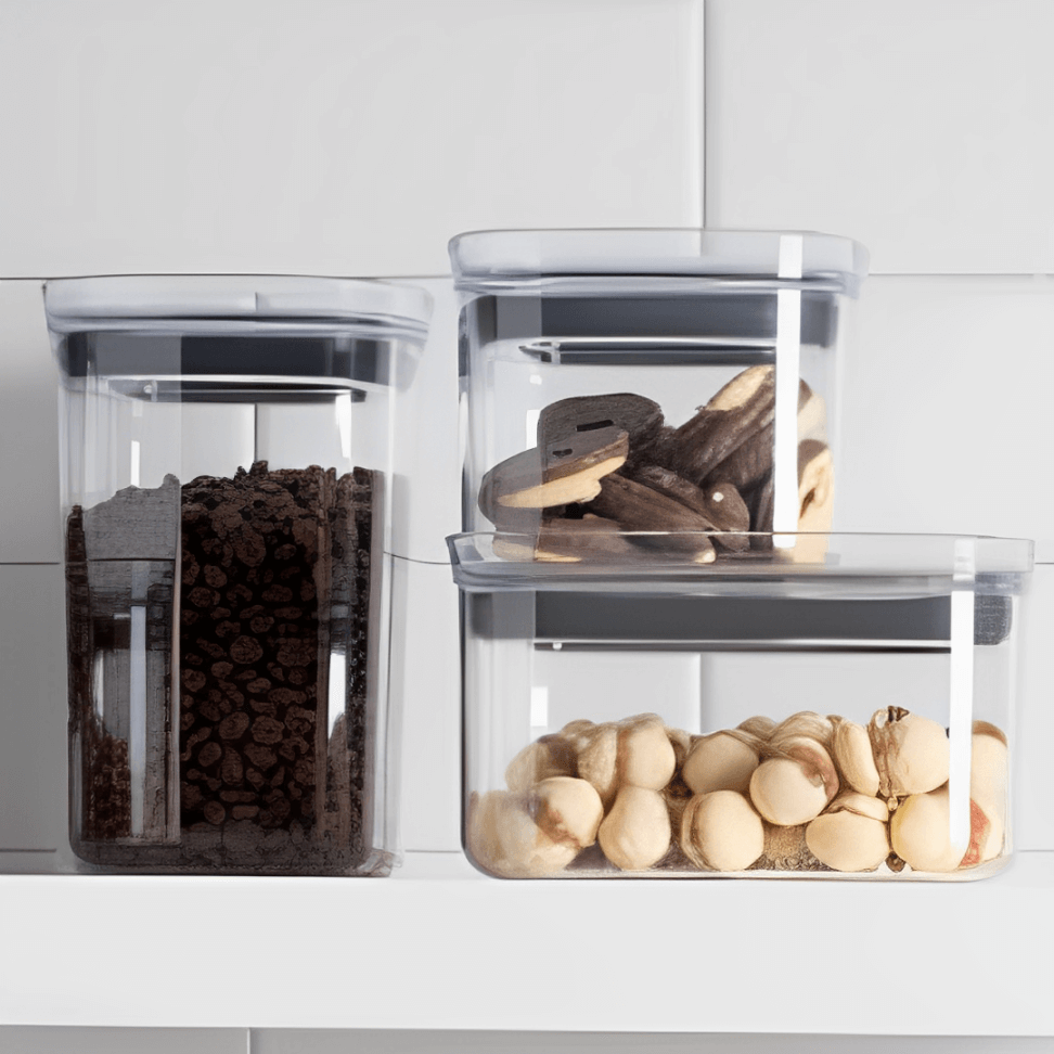 Pote Porta Mantimento Organizador Quadrado com Tampa Hermética Natural 1 Litro