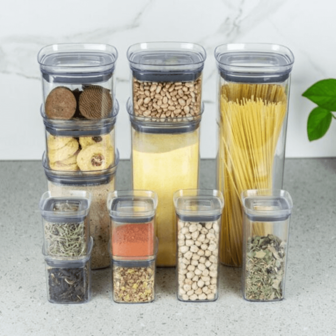 Pote Porta Mantimento Organizador Quadrado com Tampa Hermética Natural Block  2 Litros