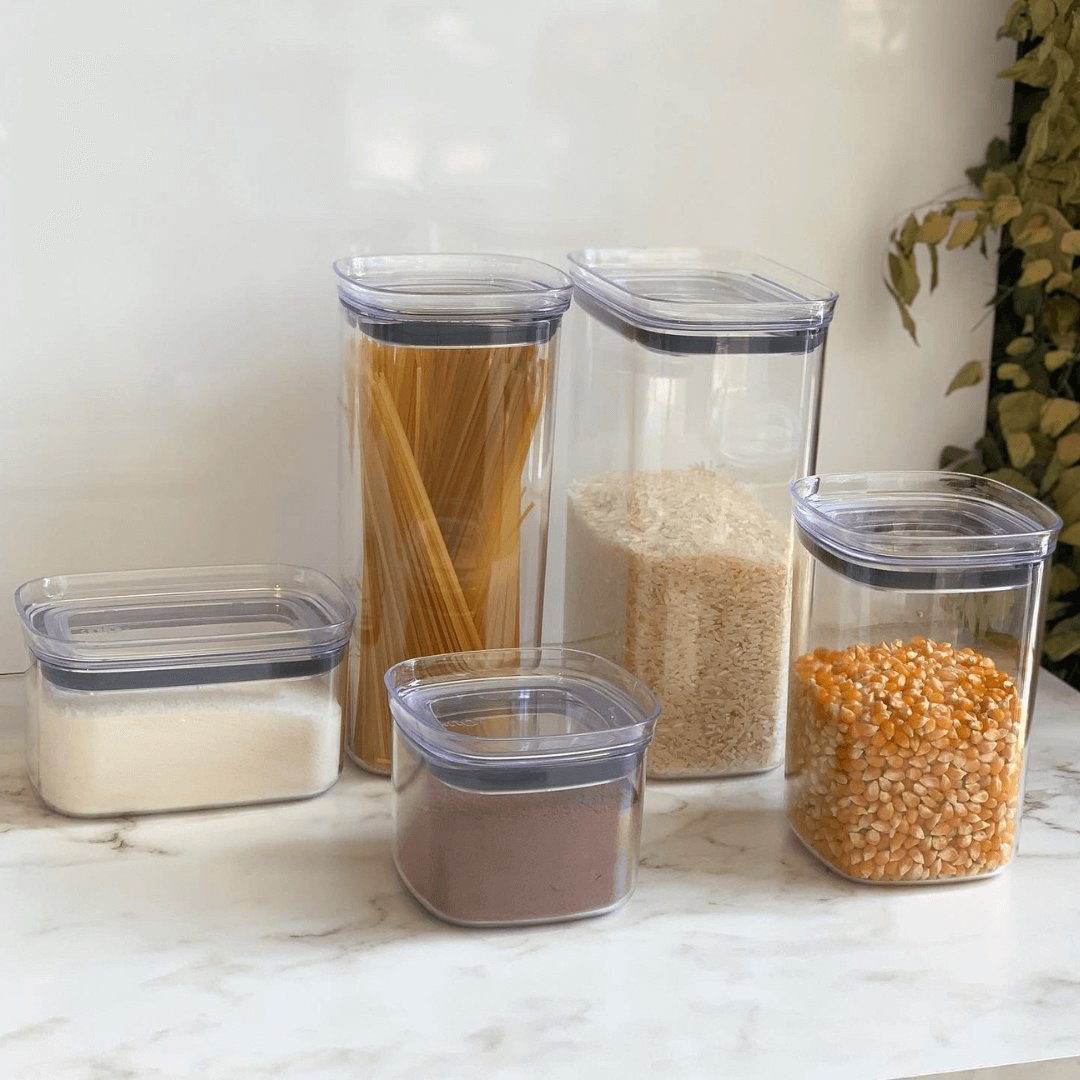 Pote Porta Mantimento Organizador Quadrado com Tampa Hermética Natural Block  2 Litros