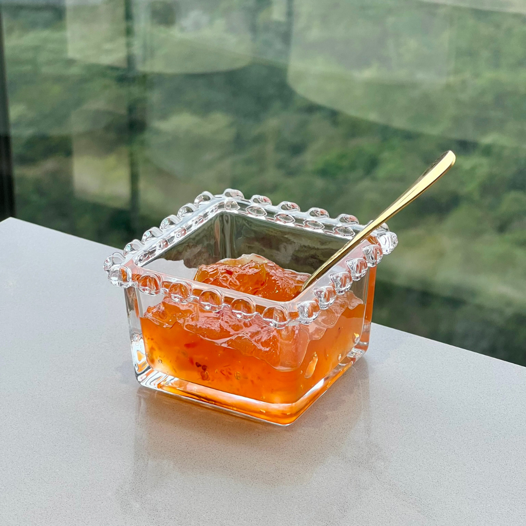 Bowl Quadrado de Cristal Coração Pearl Transparente 8,5cm