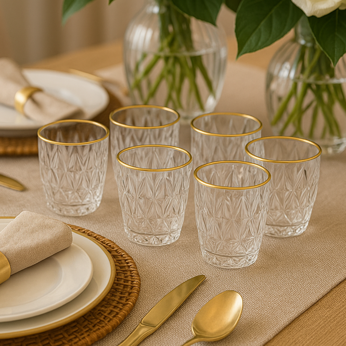 Kit 6 Copos Fio de Ouro Diamond 270ml