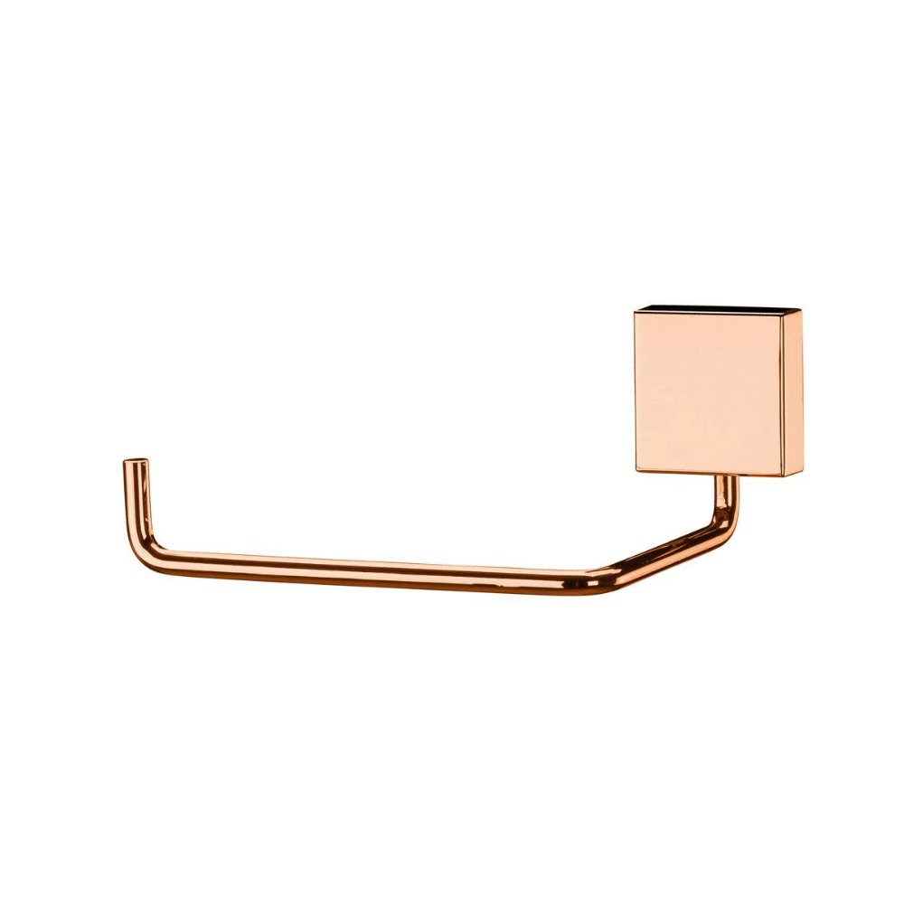 Suporte Porta Papel Higiênico Fixação Parafuso Rose Gold Aço Carbono