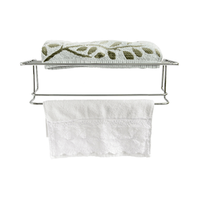 Toalheiro com Prateleira Porta Toalhas com Fixação Ventosas Cromado