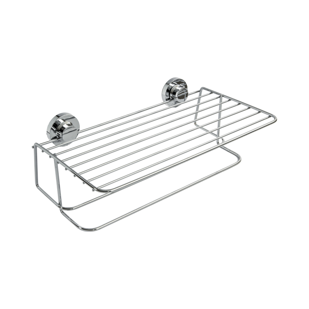 Toalheiro com Prateleira Porta Toalhas com Fixação Ventosas Cromado
