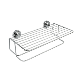 Toalheiro com Prateleira Porta Toalhas com Fixação Ventosas Cromado