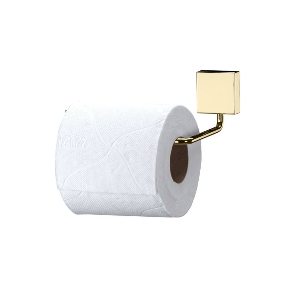 Suporte Porta Papel Higiênico de Parede Fixação Parafuso Dourado
