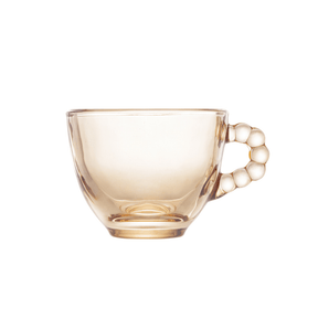Jogo de Xícaras de Café Cristal Com Pires Pearl Âmbar 4 Peças - 80ml