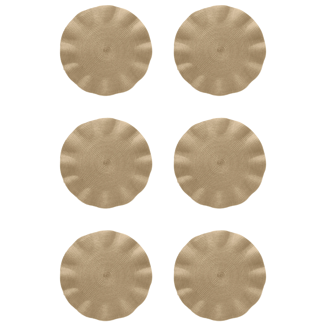 Kit 6 Jogos Americanos Babado Dourado 38cm