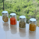 Kit 4 Porta Temperos Vidro e Metal Cromado