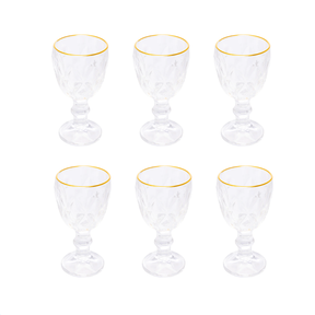 Jogo 6 Taças de Licor Fio de Ouro Diamond 50ml