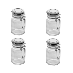 Kit 4 Porta Temperos Vidro e Metal Cromado