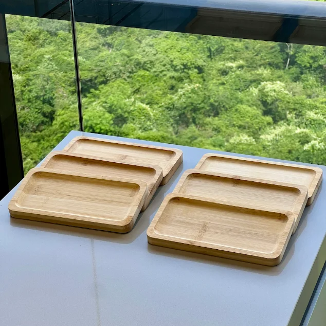 Kit 6 Bandejas Petisqueiras Hire Bambu 20cm x 10cm