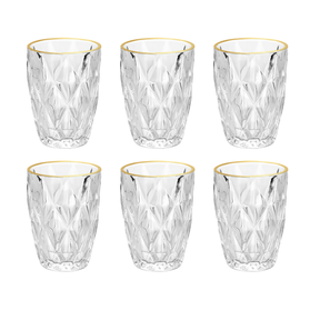 Kit 6 Copos Fio de Ouro Diamond 270ml