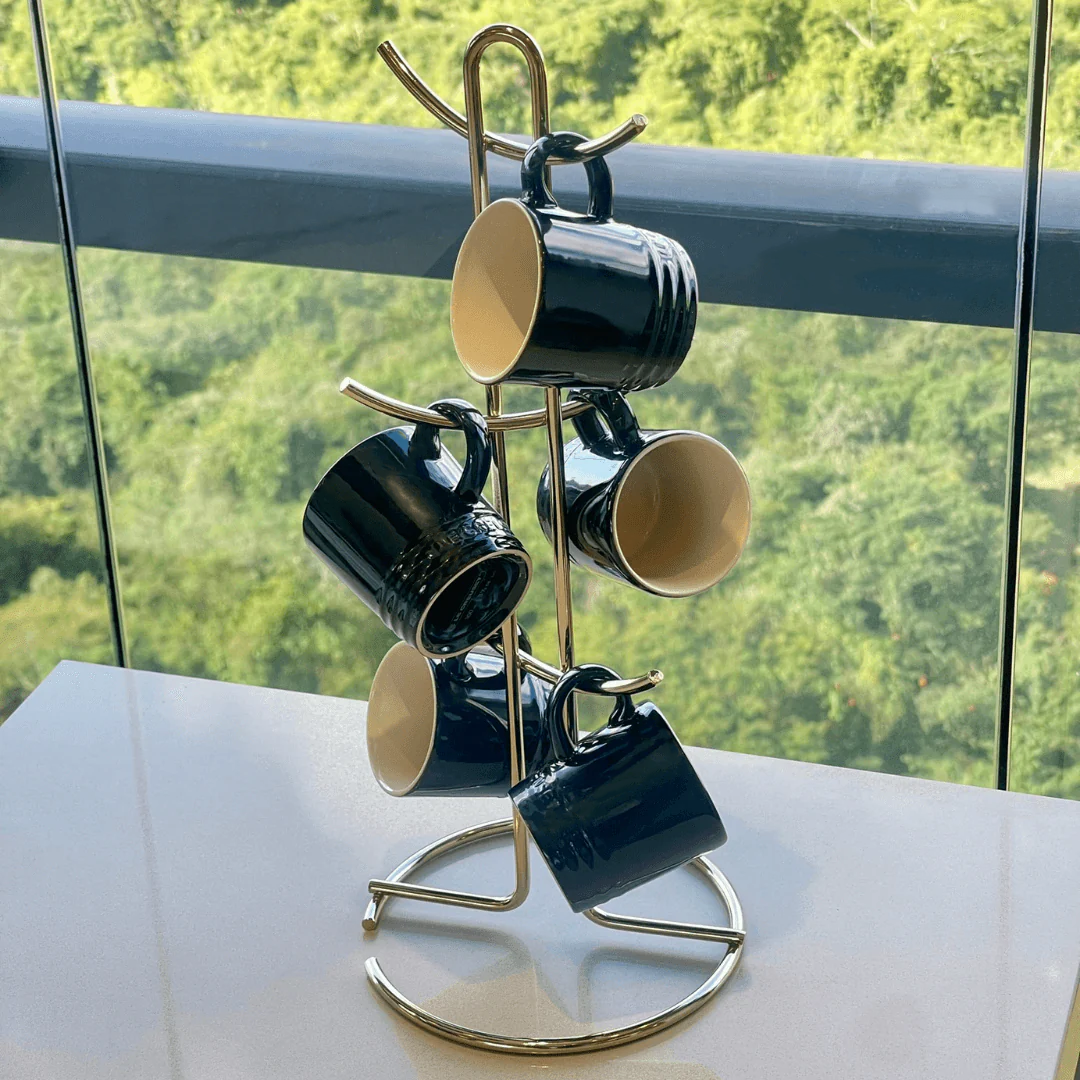 Suporte para Xícaras e Canecas em Aço Dourado 15,2cm