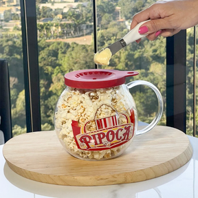 Pipoqueira para Micro-Ondas de Vidro com Tampa Vermelha 1,8 Litros