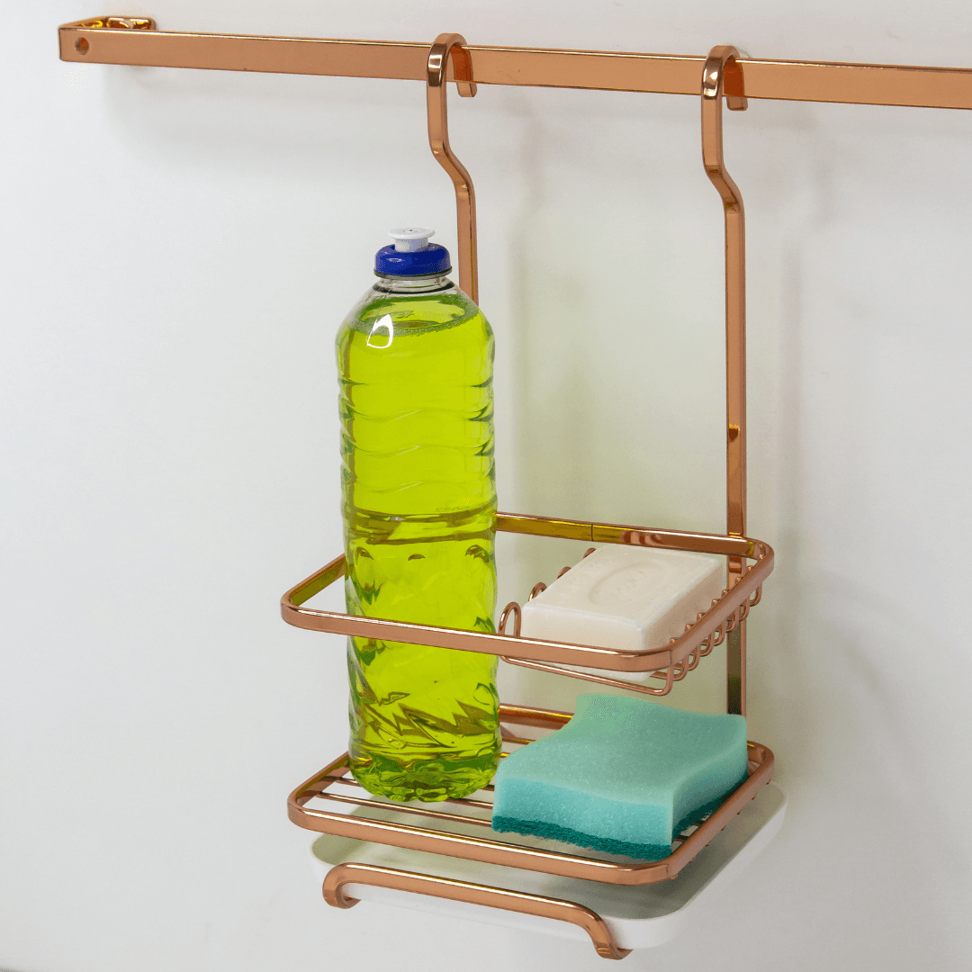 Porta Detergente Sabão e Esponja Para Barra Luxo Rose Gold