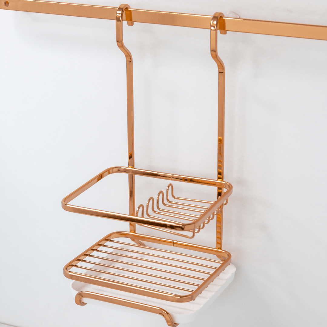 Porta Detergente Sabão e Esponja Para Barra Luxo Rose Gold