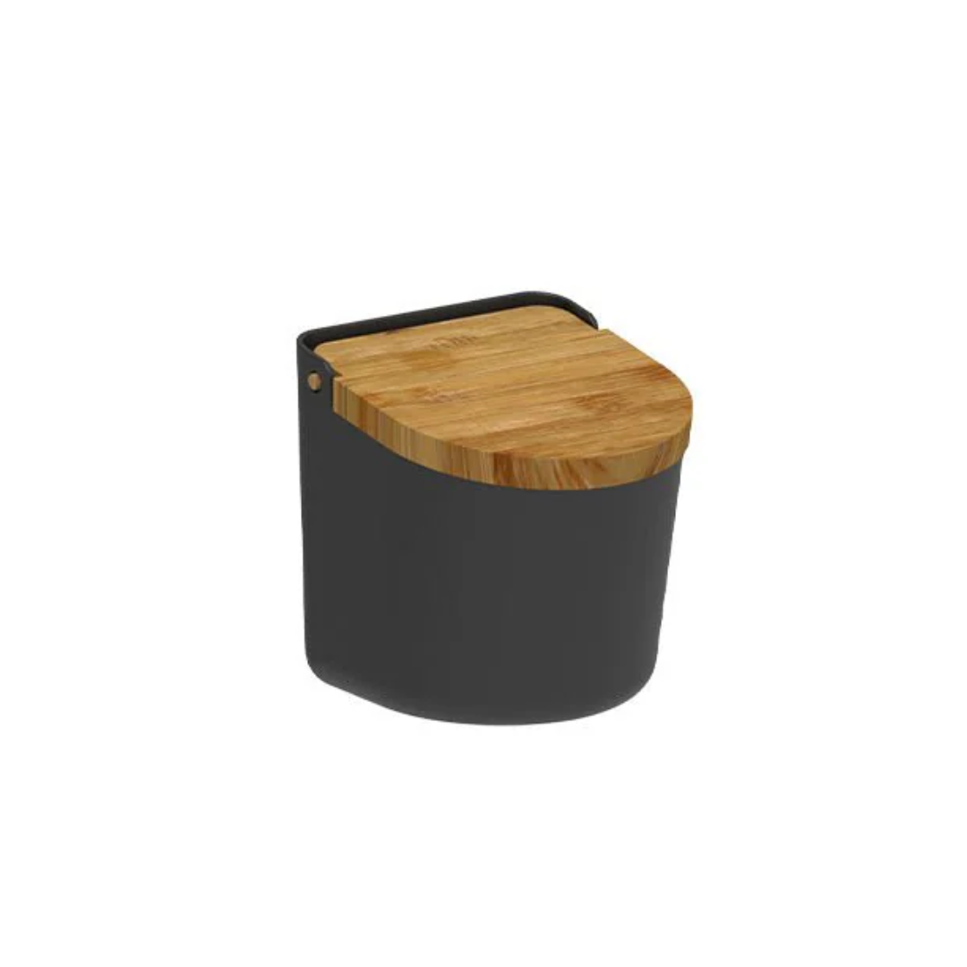 Saleiro Lume Preto com Tampa de Bambu Preto 500g