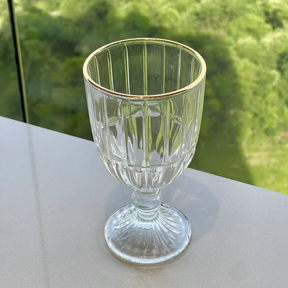 Jogo 6 Taças de Vidro Cristalle com Borda Dourada 360ml