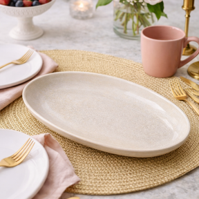Travessa Oval Funda Orgânica Latte Off White 32cm