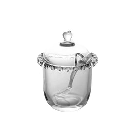 Açucareiro de Cristal Chumbo com Colher e Detalhes em Formato de Coração