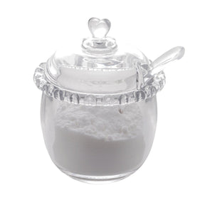 Açucareiro de Cristal Chumbo com Colher e Detalhes em Formato de Coração