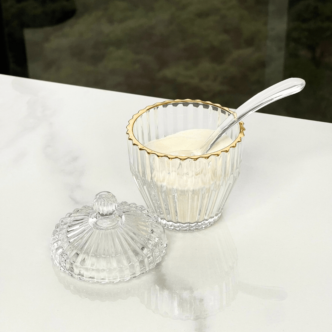 Açucareiro Imperatriz em Cristal Fio de Ouro 11cm