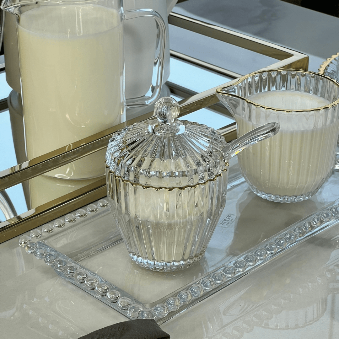 Açucareiro Imperatriz em Cristal Fio de Ouro 11cm