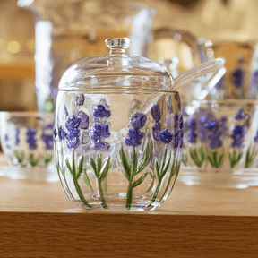 Açucareiro de Cristal com Colher e Tampa Lavanda 8,5cm
