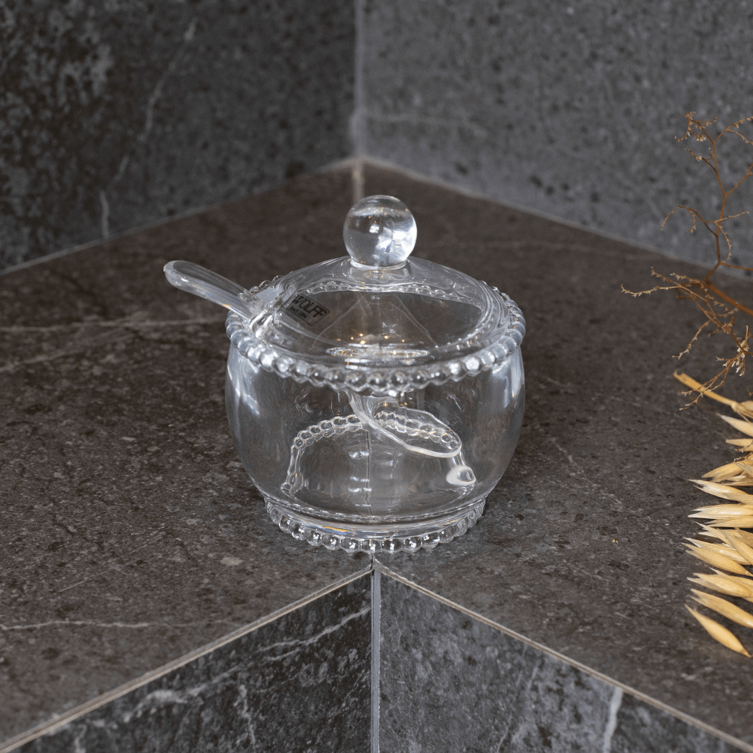 Açucareiro Cristal com Colher Bolinha Pearl - 10 cm