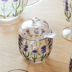 Açucareiro de Cristal com Colher e Tampa Lavanda 8,5cm