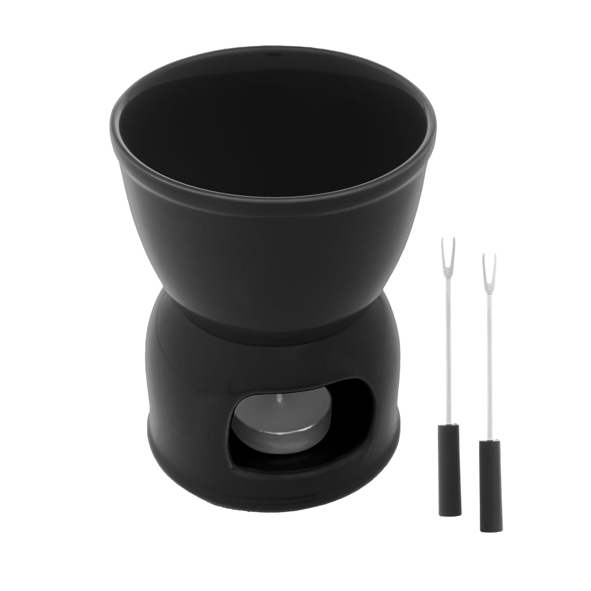 Aparelho de Fondue para Duas Pessoas Preto 4 Peças 400ml