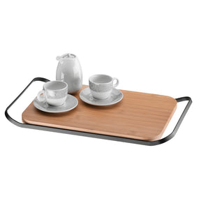 Bandeja Com Madeira Preta Fosca