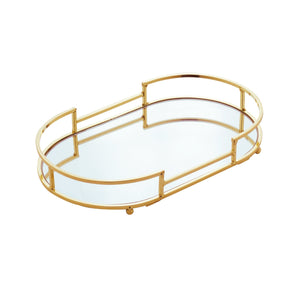 Bandeja Decorativa Metal Dourada 26cm