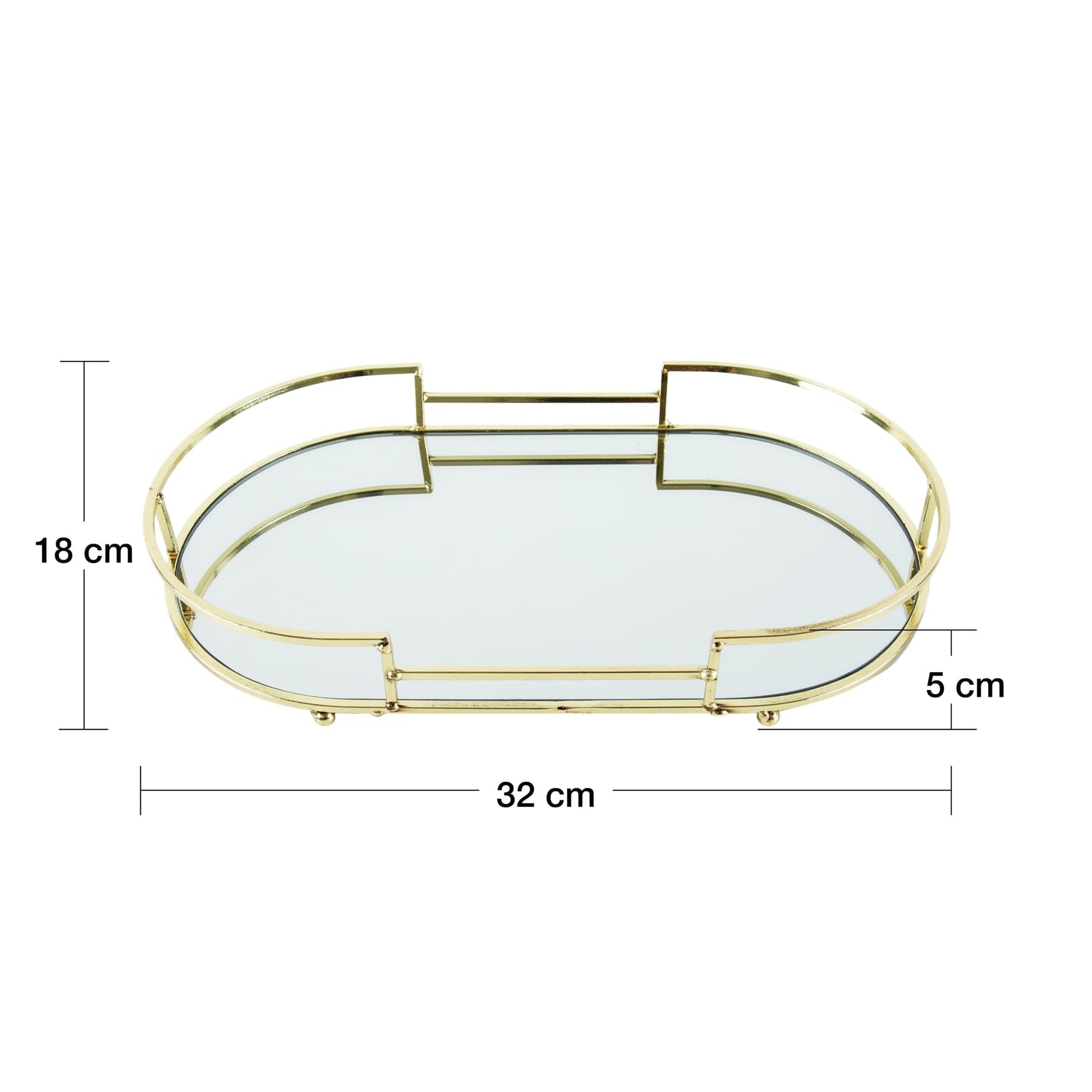 Bandeja Decorativa Metal Dourada 32cm