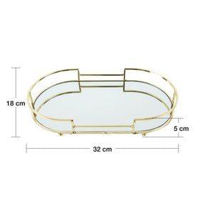 Bandeja Decorativa Metal Dourada 32cm