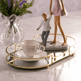 Bandeja Decorativa Metal Dourada 32cm